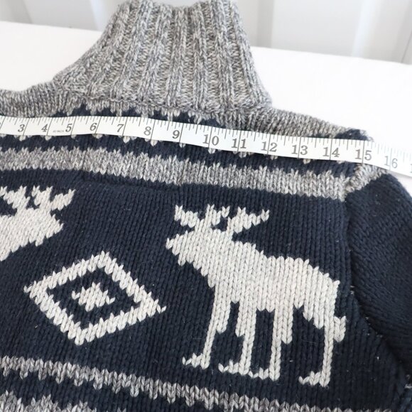 Abercrombie & Fitch full zip knit sweater Fair Isle and moose motif Size Med - Picture 8 of 13